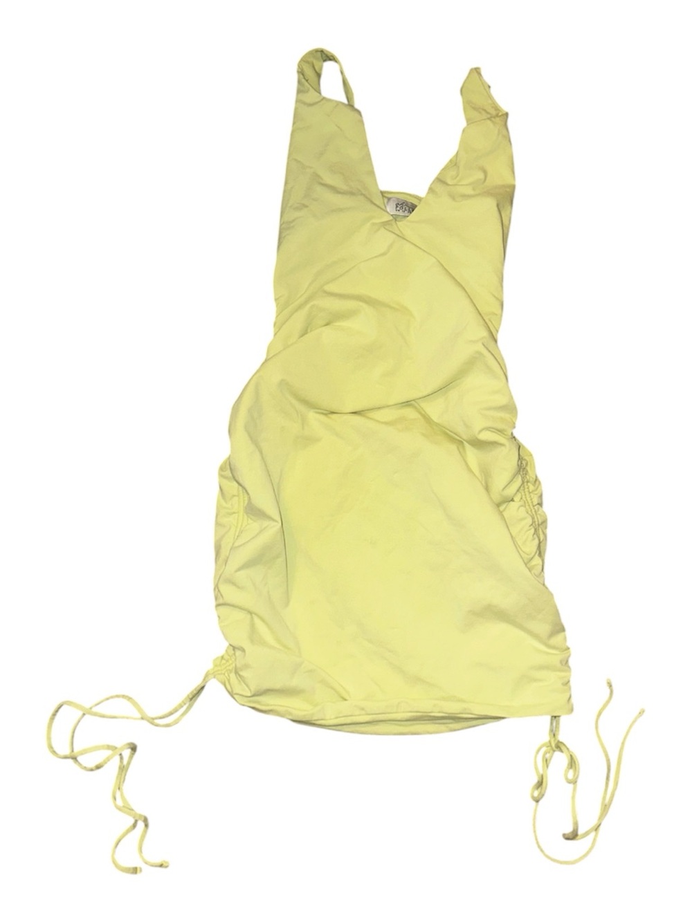 Oh Polly Lemon Yellow Ruched Mini Dress